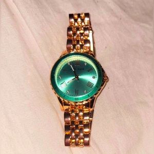 Anne Klein emerald green & gold watch